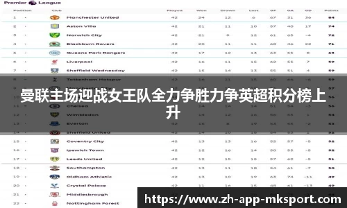 曼联主场迎战女王队全力争胜力争英超积分榜上升
